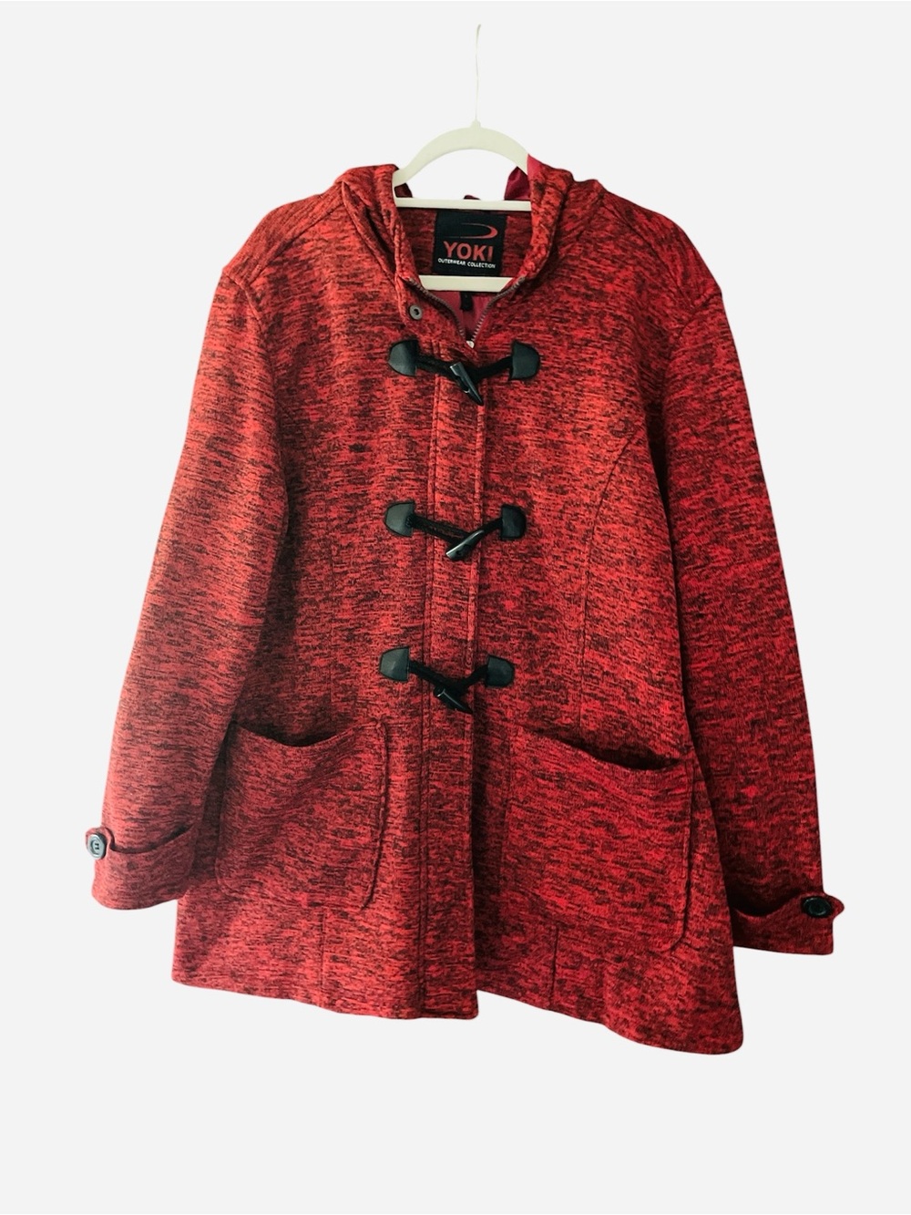 Yoki outerwear hooded jacket size 3x women red melange